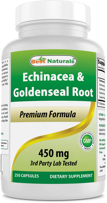 BEST NATURALS Echinacea Goldenseal 450 mg 250 Caps