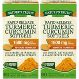 Nature's Truth Rapid Release Turmeric Curcumin Softgels, 1600mg - 60 Liquid Softgels Each (Value Pack of 2)