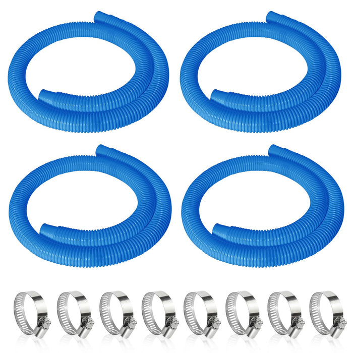 4 Pcs 1.25" Pool Hose, 59" Long Accessory Pool Pump Replacement Hoses, Compatible with All Above Ground Pool Filter Pumps that Use 1 1/4 Diameter Hoses
