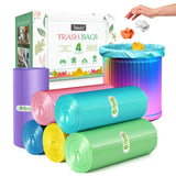 4 Gallon 330pcs Strong Trash Bags Colorful Clear Garbage Bags, Bathroom Trash Can Bin Liners, Small Plastic Bags for home office kitchen, fit 12-15 Liter, 3,3.5,4.5 Gal,Multicolor