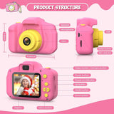 Desuccus Kids Camera, Christmas Birthday Gifts for Girls, Toys for 3 4 5 6 7 8 Year Old Girls, Digital Camera for Toddlers Toys for Girls with 32GB SD Card（Pink）