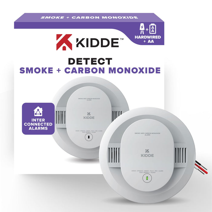 Kidde Hardwired Smoke & Carbon Monoxide Detector, AA Battery Backup Smoke Alarm, Interconnectable, LED Warning Light Indicators, Meets New UL Standard