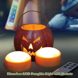 Battery Operated LED Pumpkin Lights with Remote and Timer Bright Realistic Flickering Decorative Plastic Flameless Electric Candles for Jack-O-Lantern Decor Halloween Party Holiday Decorations 3 Pack