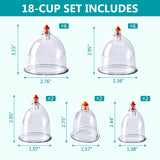 Ditind Cupping Therapy Set, 18 Pcs Cupping Set, Professional Cupping Kit for Massage Therapy, Portable Upgrade Cupping with Case, Pump Suction Cups for Cellulite Muscle Pain Relief Physical Therapy.