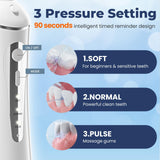 7AM2M Water Dental Flosser Cordless for Teeth,300ML Rechargeable Travel Portable Cleaner,with 6 Jet Tips and 3 Modes,IPX7 Waterproof Water Dental Flosser Picks for Cleaning(White)