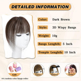 NAYOO Bangs Hair Clip in Bangs Human Hair 360° Cover Wipsy Bangs Hair for Women, 2 Secure Clips in Full Fringe Fake Bangs Hair Toppers for Women Girls Daily Wear (3D Wispy Bangs, Dark Brown)