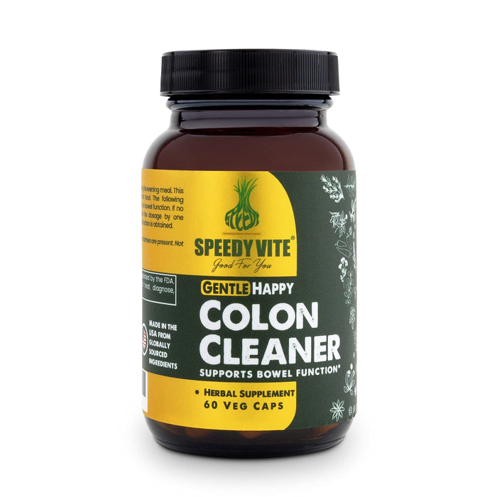 SpeedyVite Happy Colon Gentle Support for Bowel Function* Aloe Vera Leaf Cascara Sagrada bark Slippery Elm Senna Leaf Turkey Rhubarb Psyllium Barberry Root (60 Veg Caps)