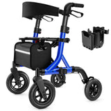 MAXWALK Walkers for Seniors, Rollator Walker with Seat, 10" Rubber Wheels All Terrain Rollator Walker with Backrest, Aluminum Walkers Built-in Cable, Foldable and Adjustable Height for Seniors, Green