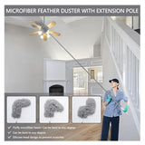 EHOMGUI Microfiber Feather Duster 5 PCS with Extension Pole 30’’ to 90’’, Extendable Long Duster with Reusable Bendable Head for Cleaning Fan/High Ceiling, Blinds, Furniture, Cars