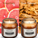 2 Pack Candles for Home Scented Grapefruit & Teak Tobacco Scented Candles 15.5 oz 210 Hours Long Lasting Time Clear Aromatherapy Candles Soy Candles Gifts for Women and Men