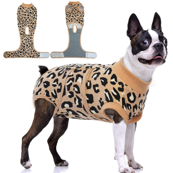 FUAMEY Recovery Suit for Dogs After Surgery,Soft Breathable Dog Bodysuit E-Collar & Cone Alternative Surgical Suit,Male Female Dog Neuter Spay Suits Anti Licking Wounds Onesie Brown Leopard M