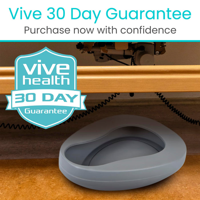 Vive Bed Pan for Elderly Females & Males - Spill Proof Bedpan for Men & Women, Contoured Toilet Urinal - Soft Extra Comfort Support for Adults, Medical Centers, Nursing, Hospitals, Patients, Home Use