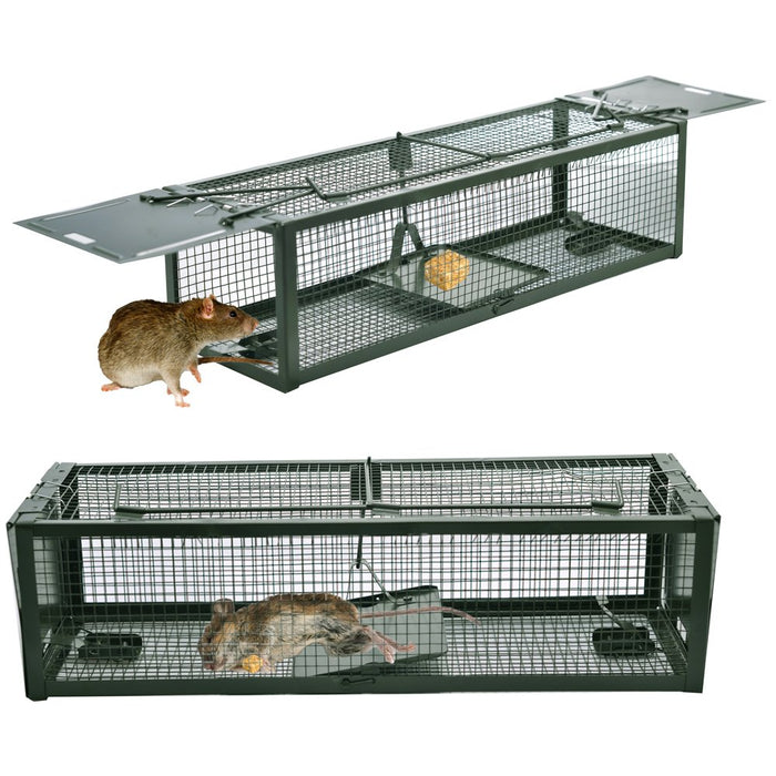 Humane Animal Live Cage Rat Cage Trap with 2 Doors for Mice Hamsters Chipmunks Rodents Gopher Control 15.2"x4.9"x4.2".