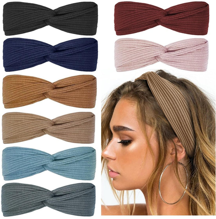 Huachi Headbands for Women Short Hair Boho Twist Knot Head Band Elastic Hair Bands for Women's Hair Cute Wrap Headbands Fashion Hair Accessories