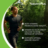 Natures Plus Source of Life Garden Vitamin D3 & K2-60 Vegan Capsules - Promotes Bone Support, Immune Function, Cardiovascular Health & Mood Balance - Vegan, Gluten Free - 60 Servings