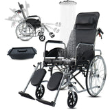 Reclining Wheelchair for Adults, Swing-Away Elevating Leg Rests and Flip-Back Arms, Heavy Duty Bariatric Wheelchair with High Back & Removable Headrest, 18" Seat Width, 350 Lbs