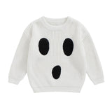 Afunbaby Baby Girl Boy Knit Sweater Blouse Pullover Sweatshirt Warm Crewneck Long Sleeve Tops for Infant Toddler (White Halloween Ghost, 6-9 Months)