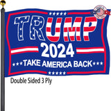 Trump 2024 Take America Back Flags 3x5 Outdoor Made in USA-Double Sided 3 Ply Heavy Duty Trump Blue Flags Banner for Outside with 2 Brass Grommets UV protection Fade Resistant for Indoor Outdoor