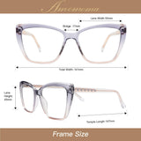 AMOMOMA Trendy TR90 Oversized Blue Light Reading Glasses Women,Stylish Square Cat Eye Glasses AM6031C3 with (Grey/Brown Frame 2.0 x)