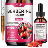 Berberine Supplement Liquid Drops - Organic Berberine 1500mg with Ceylon Cinnamon, Bitter Melon, Gymnema Sylvestre for Immune, Digestion System & Heart Health, Natural Strawberry Flavor, 2 Fl Oz