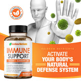 10 in 1 Immune Support Supplement (No Fillers) | Vitamin C, Zinc, Elderberry, Echinacea, Turmeric, Probiotics |Immunity Booster for Multi-System Immune Defense, Respiratory & Gut health |60 Day Supply