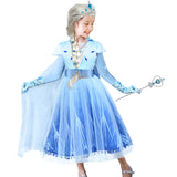 Tacobear 10pcs Frozen Elsa Costume Dress For Girls Kids Toddler Princess Dress Up Clothes For Little Girls With Elsa Accessories Gloves Crown Wands Wig Necklace For 3-4T Kids Christmas Birthday Party