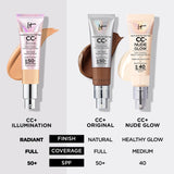 IT Cosmetics Your Skin But Better CC+ Cream Illumination, Tan (W) - Color Correcting Cream, Full-Coverage Foundation, Hydrating Serum & SPF 50+ Sunscreen - Radiant Finish - 1.08 fl oz