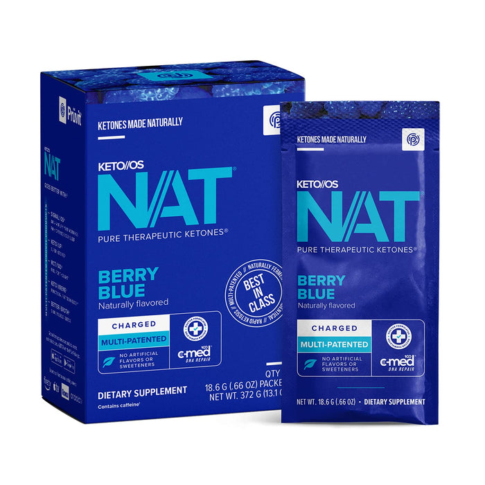 PRÜVIT Keto//OS NAT® Berry Blue Keto Supplements – Charged - Exogenous Ketones - BHB Salts Ketogenic Supplement for Workout Energy Boost for Men and Women (20 Count)