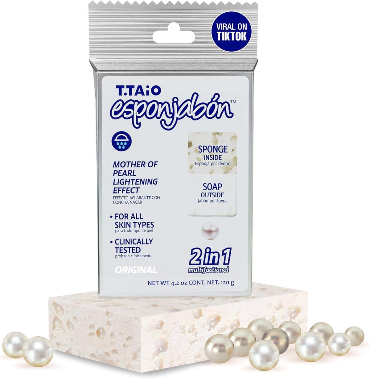 T. Taio Mother of Pearl Esponjabon Soap Sponge - Gentle Shower Scrubbe