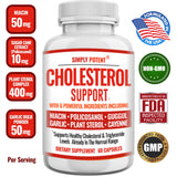 Cholesterol Support Supplement, Natural Capsuless with Garlic, Niacin, Policosanol, Guggul, Plant Sterol & Cayenne to Help Maintain HDL, LDL & Tryglycerides in Normal Range, 60 Pills