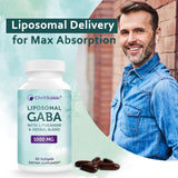 Liposomal GABA Supplements 1000mg with L-Theanine 200mg,High Absorption,Ashwagandha,Chamomile,Tart Cherry Herbal Supplement for Adults,60 Softgels,Non-GMO,Gluten Free
