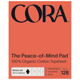 Cora Organic Pads | Ultra Thin Period Pads with Wings | Regular Absorbency | Ultra-Absorbent Sanitary Pads for Women | 100% Organic Cotton Topsheet (128 Count)