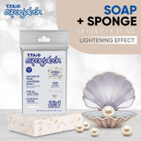 T. Taio Mother of Pearl Esponjabon Soap Sponge - Gentle Shower Scrubber - Cleaning Bath Wash Scrub - Dirt & Oil Removal - Massage & Lather Foot, Elbow, & Face Bathroom Accessories Fresh Nacre Scent