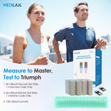 Medilax Blood Ketone and Sugar Strips,Only for Medilax Keto Test and Glucose Meter,60 Count Diabetic Strips,60 Count Blood Ketone Strips,120 Blood Lancets