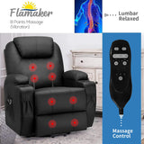 Flamaker Power Lift Recliner Chair PU Leather with Massage for Elderly Ergonomic Lounge Chair Classic Single Sofa with 2 Cup Holders Side Pockets Home Theater Seat (Leather, Light Black)