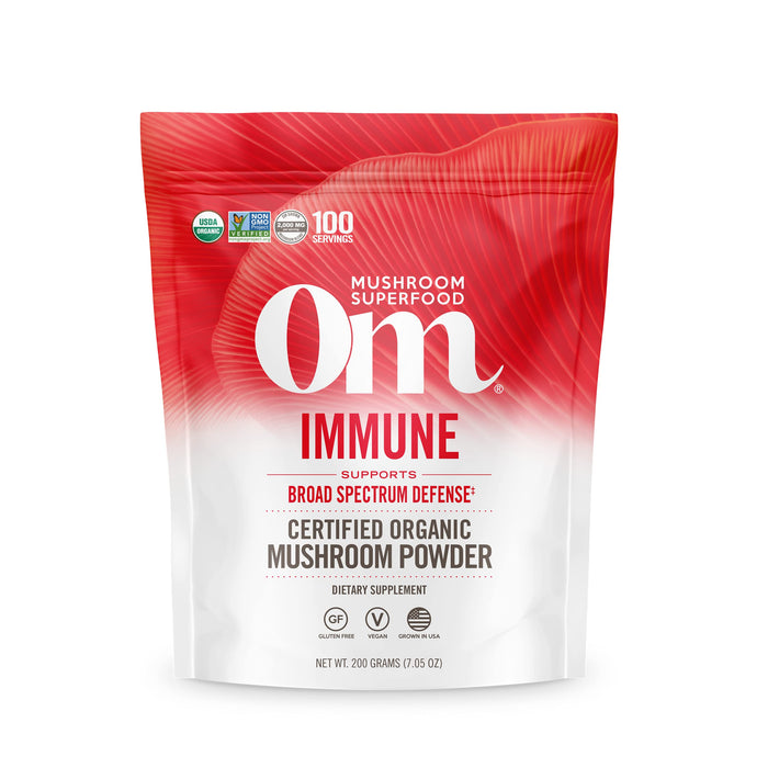 OM Mushroom Superfood Immune Blend Mushroom Powder Superfood Supplement, 7.05 Ounce Pouch, 100 Servings, Mushroom Blend, Reishi & Turkey Tail; Daily Immune Support Supplement