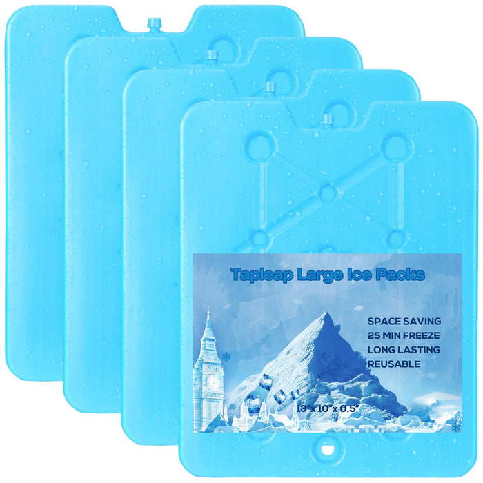Tapleap Large Ice Packs for Coolers (4Pcs) - 13 x 10 inch, 6Lb