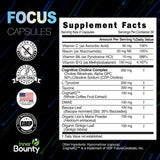 Inner Bounty Focus 14-in-1 Nootropic Brain Supplement with Lions Mane, Alpha GPC Choline, Vitamin C & B12, Taurine, Bacopa - Energy, Cognitive, Memory Support, 60 Filler Free Capsules