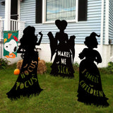 Hocus Pocus Halloween Decorations Outdoor: 3 Extra Large Black Hocus Pocus Witches, Halloween Silhouette Yard Signs with Stakes, Thick Corrugated Plastic, Outside Yard Lawn Decor for Kids Home Party