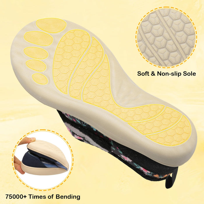 L-RUN Diabetic Sandals for Women Anti-skid Breathable Orthopedic Footwear Memory Foam Soft Elderly Shoes Navy 10 Wide