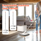 KZKR M16 Spin Mop and Bucket Set with Self Separation M16 Dirty and Clean Water System Self Wringing 360° Rotating Square Mop-Head for Hardwood Tile Marble Floors (Grey) (Mop and Bucket Set (6 Pads))