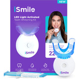 iSmile Teeth Whitening Kit - LED Light, 35% Carbamide Peroxide, (3) 3ml Gel Syringes, (1) Remineralization Gel, and Tray.