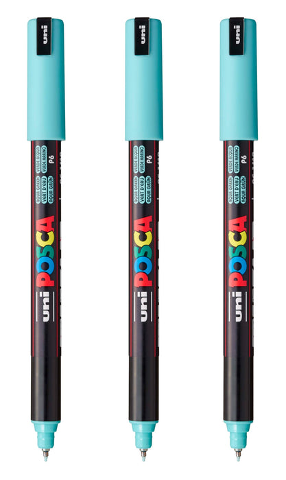 posca PC-1MR Water-Based Paint Markers, Extra Fine Tip (0.7mm), Aqua Green, 3 Count