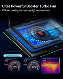 llano RGB Laptop Cooling Pad with Powerful Turbofan, Gaming Laptop Cooler with Infinitely Variable Speed,Touch Control,LCD Screen,Seal Foam for Rapid Cooling Laptop15-19in