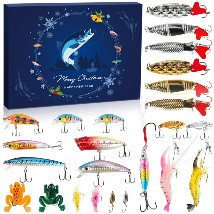 GiftHarbor Fishing Advent Calendar 2024, Fishing Lure Advent Calendar 2024, Advent Calendar 2024 Adult, Christmas Gift for Men, 24-Days Christmas Countdown Advent Calendar for Fisher Angler Men Teen