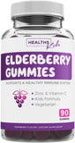 Elderberry Gummies for Kids with Vitamin C & Zinc (3 Months Supply) 90 Delicious Raspberry Flavor Gummy - Immune Support Supplement for Children - Vegetarian Sambucus Elderberry Gummies (No Pills)