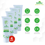 Pack of 4 BioMin F Toothpaste - Helps Strengthen and Protect Enamel, Provide Relief to Sensitive Teeth - Fluoride Toothpaste for Adults and Kids, 75ml - Suitable for Vegans, Not Tested on Animals