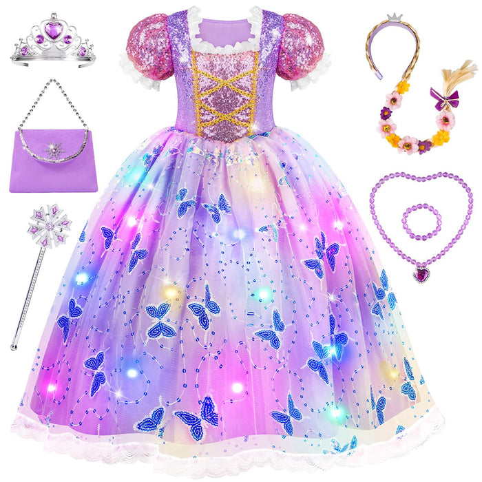 Meland Light Up Princess Dress for Girls, Dress Up Toy Gift Set(7-8 Years)
