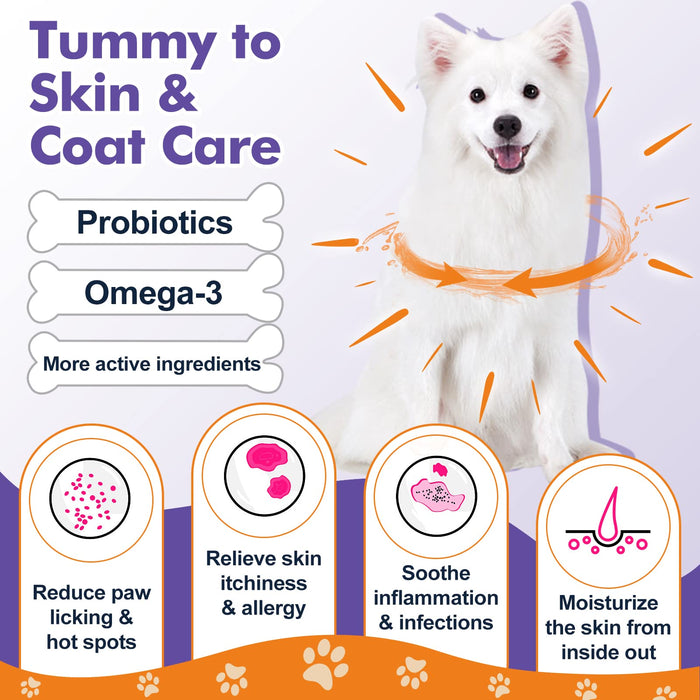 Probiotics for Dogs, Freeze-Dried Dog Probiotics and Digestive Enzymes, Plus Omega-3 for Itchy Skin, 3-in-1 Prebiotics for Digestive Health, Dog Vitamins and Supplements for Immune Health, 120 Bites