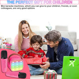 Mini Karaoke Speaker with 2 Wireless Microphones & LED Lights - Ideal Christmas and Birthday Gifts for Children and Adults